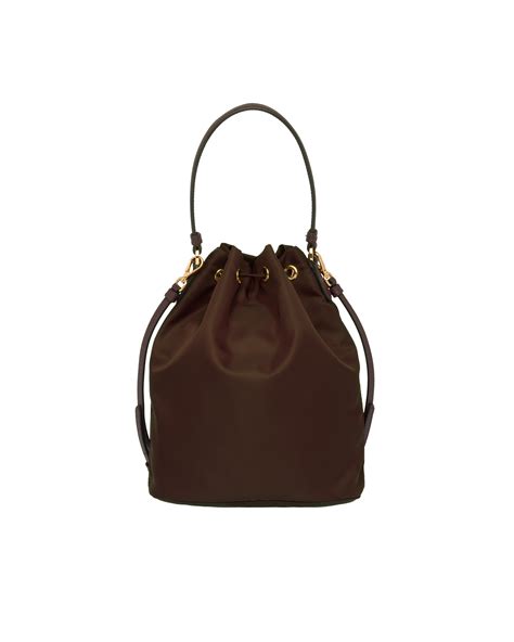 prada fabric shoulder bag 1bh038|Cocoa Brown Nylon Prada Duet Bucket Shoulder Bag .